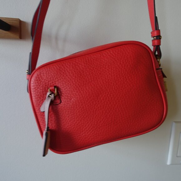 J. Crew Signet Crossbody camera Leather Bag Purse in Italian Leather Red - Picture 11 of 14